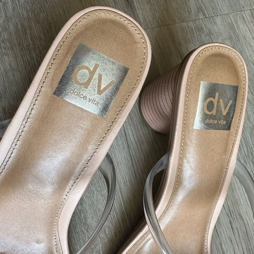 DV Dolce Vita Merrick Shoes Block Heel Clear Strappy US Size 9 Baddie